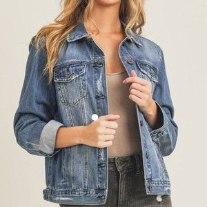 Gently Used Kancan Hipster Distressed Blue Jean Jacket